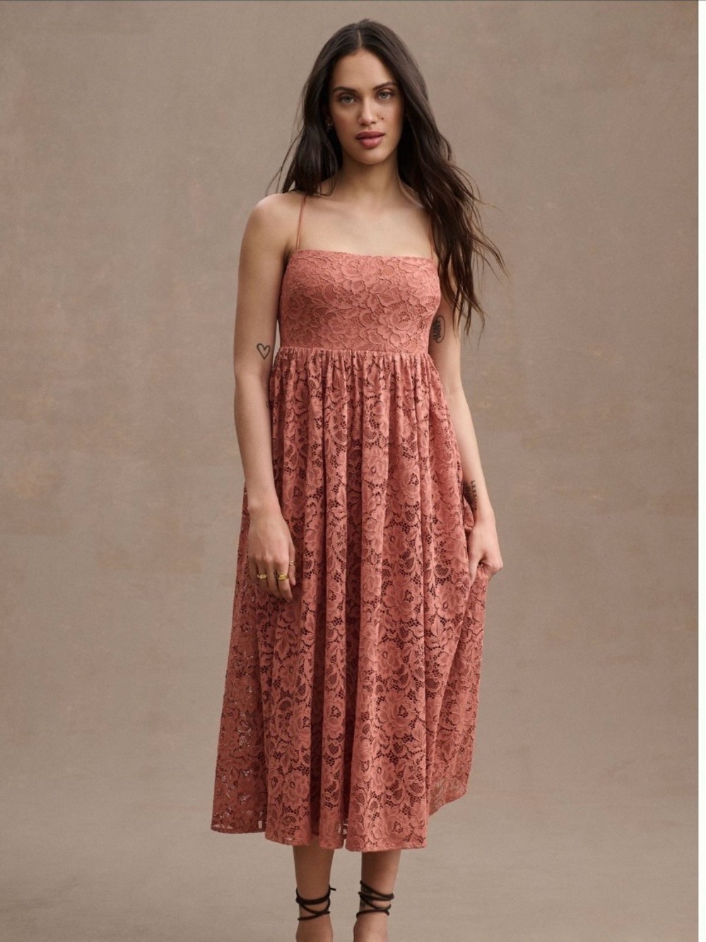 BHLDN x Anthropologie Romantic Zoe Open Back Lace Midi Dress Size 10